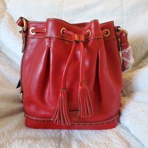 Dooney and Bourke Red Florentine Drawstring